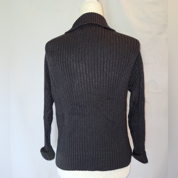 Fia Italia Handloomed - Black Diamond Zipper Cardigan - (M) - Picture 2 of 3
